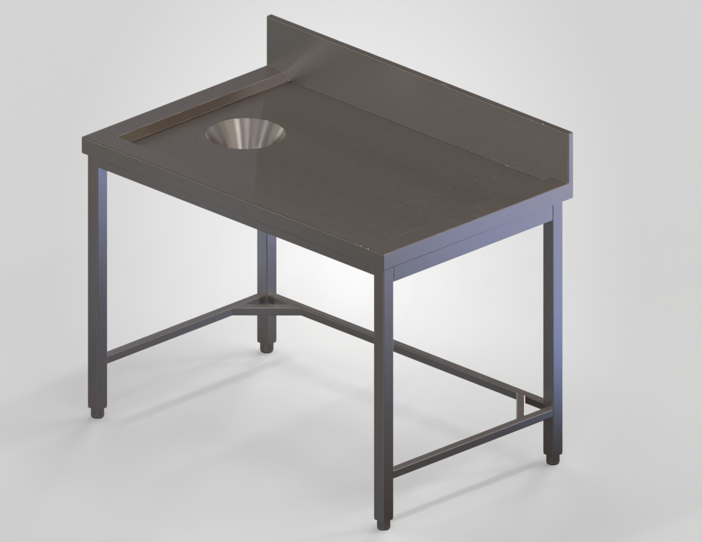 Soiled dish table with waste chute